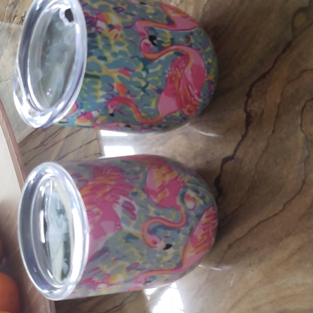 Set of 6 Lily Pulitzer Cups with Lids - Picture 2 of 5